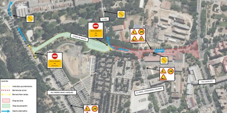 Cortes de tráfico por obras de asfaltado en la calle Dos de Mayo de Guadalajara a partir del martes 10 de marzo