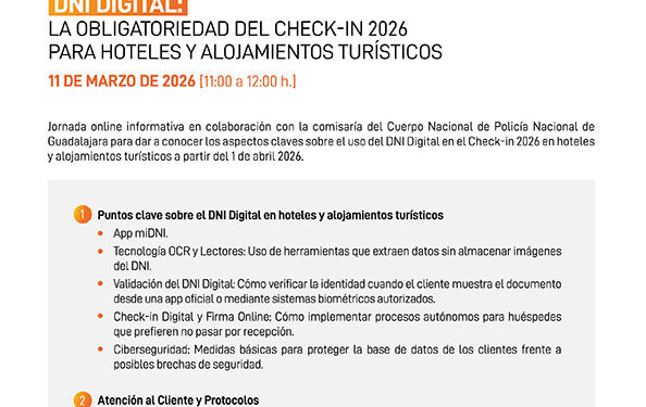DNI digital y la obligatoriedad del check-in 2026, nueva jornada organizada por la Federación de Turismo y Hostelería de Guadalajara 1 DNI digital y la obligatoriedad del check-in 2026, nueva jornada organizada por la Federación de Turismo y Hostelería de Guadalajara