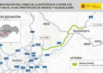 El Gobierno autoriza licitar por 21 millones de euros la rehabilitación de 45 km de firme de la R-2, entre el aeropuerto de Torrejón y Taracena