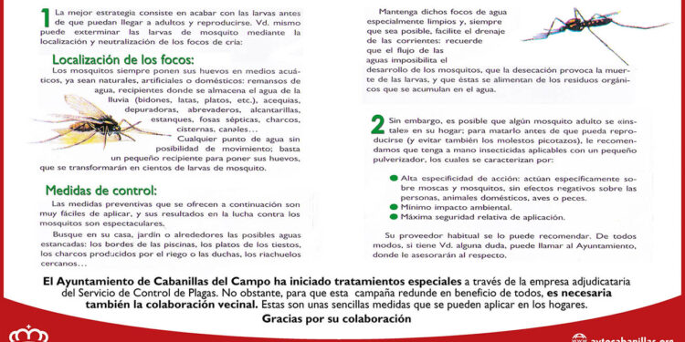 El Ayuntamiento de Cabanillas inicia la temporada de tratamientos preventivos contra la proliferación de mosquitos