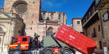 La UME convierte Sigüenza en campo de pruebas para proteger su patrimonio histórico ante terremotos e inundaciones