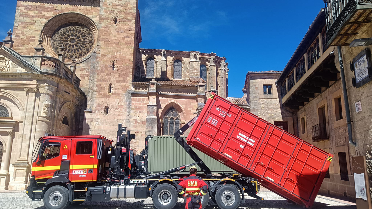 La UME convierte Sigüenza en campo de pruebas para proteger su patrimonio histórico ante terremotos e inundaciones