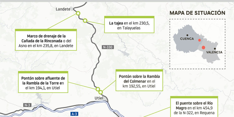 Transportes finaliza la reparación de la N-330 en Utiel y Landete y la N-322 en Requena, dañadas por la DANA, con una inversión de 6,1 millones de euros