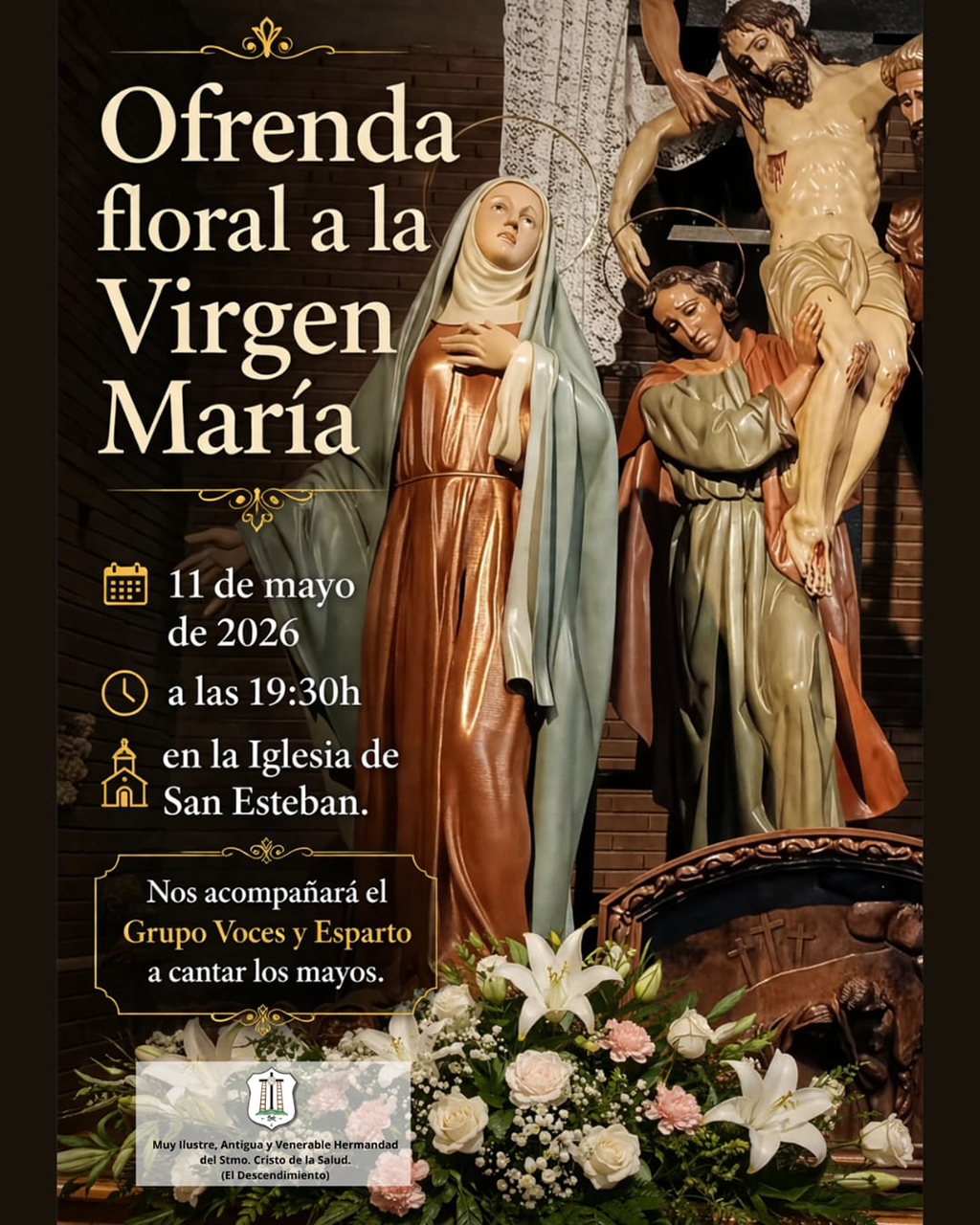 El Descendimiento celebrará este lunes una ofrenda floral especial a la Virgen de su paso titular por el Mes de María