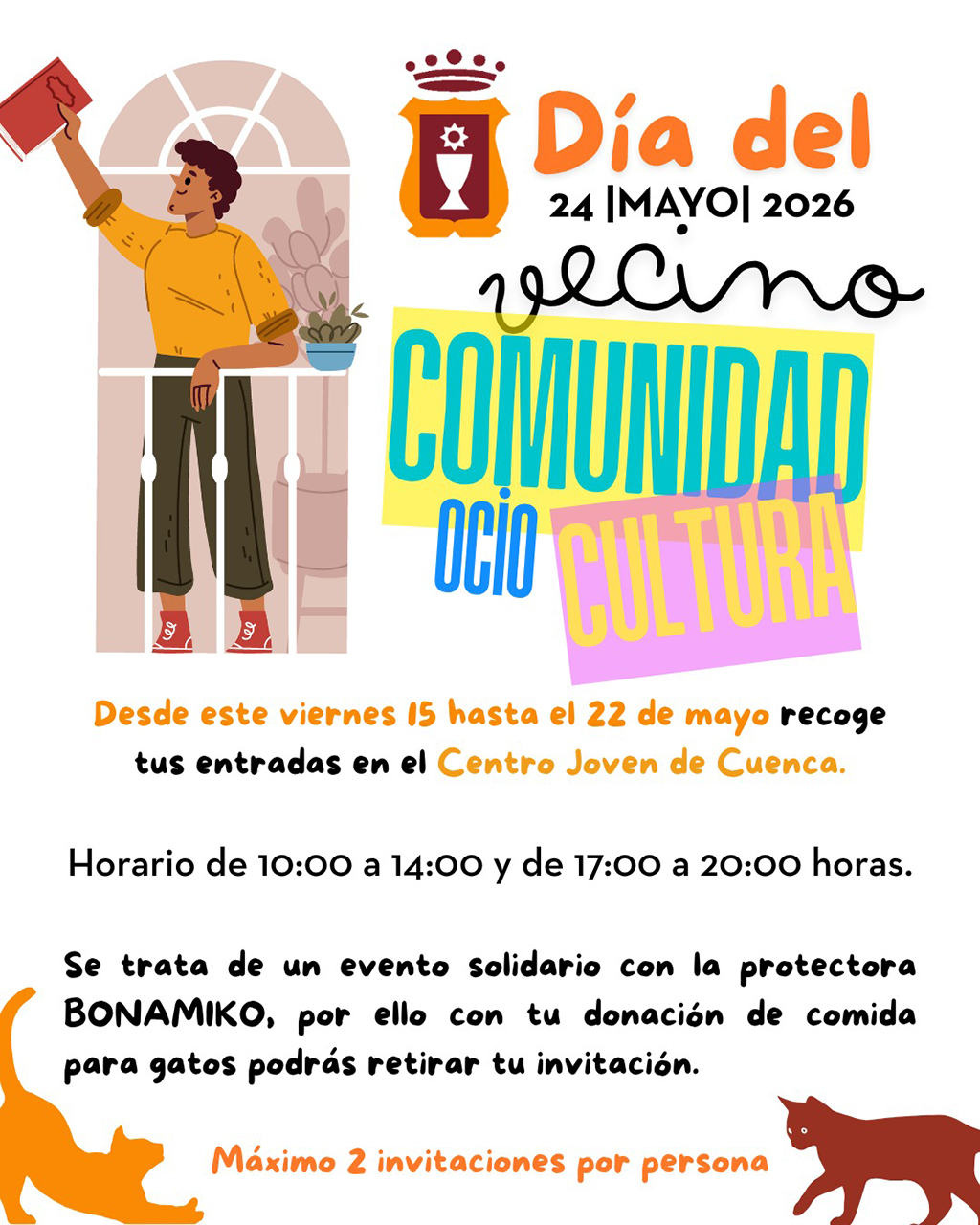 Entradas para el Día del Vecino a cambio de comida para gatos en Cuenca