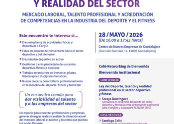 La Asociación Provincial de Empresarios de Servicios de la Actividad Física y el Deporte de Guadalajara (APEDEGU) celebrará el próximo jueves 28 de mayo una jornada formativa en el Centro de Nuevas Empresas de Guadalajara para abordar el talento, el empleo y el impacto de la Ley del Deporte en el sector. La cita está organizada por la asociación, integrada en CEOE-CEPYME Guadalajara, en colaboración con la Federación Española de Entrenadores Personales y Fitness y con el patrocinio de la Diputación provincial. El encuentro nace con un objetivo claro: dar visibilidad al talento y a las empresas de la provincia de Guadalajara vinculadas al deporte, el fitness y el wellness. Además, la jornada servirá para analizar los desafíos actuales del mercado laboral, estudiar la evolución de la industria y abrir un espacio de networking y reflexión estratégica entre profesionales, estudiantes y compañías del sector. Según la convocatoria remitida, el evento comenzará a las 16.00 horas, aunque el horario de cierre facilitado presenta una aparente incongruencia. APEDEGU ha dirigido esta convocatoria a estudiantes de actividades físicas y deportivas o de CAFyD, profesionales que buscan reorientar su carrera hacia el ámbito deportivo y del bienestar, técnicos deportivos en activo y gestores o propietarios de centros deportivos, gimnasios o boutiques. También se abre a perfiles especializados en bienestar, pilates, fisioterapia y disciplinas holísticas. La intención de la organización es convertir esta jornada en un punto de referencia para quienes quieran crecer y desarrollarse profesionalmente dentro de esta industria. El programa incluye la conferencia “Ley del Deporte, talento y realidad profesional en el sector deportivo y fitness”, que impartirá Soraya Domínguez, consultora en desarrollo del talento del sector deportivo y fitness, docente de formación profesional para el empleo y evaluadora ACREDITA (AFD). A continuación se celebrará una mesa redonda con la propia Soraya Domínguez y Santiago Celis, presidente de la Federación Española de Entrenadores Personales y Fitness. Durante ese debate se pondrán sobre la mesa asuntos como la evolución del empleo, la profesionalización del sector, la captación y fidelización del talento y los nuevos retos regulatorios. La jornada concluirá con un coloquio abierto entre asistentes y ponentes para favorecer el intercambio de experiencias, ideas y oportunidades de colaboración entre profesionales y empresas. La asistencia es gratuita y las inscripciones ya están abiertas a través de la página web de CEOE Guadalajara: www.ceoeguadalajara.es/inscripciones. Con esta iniciativa, APEDEGU busca consolidar en Guadalajara un foro estable para fortalecer las sinergias reales entre el tejido empresarial y los profesionales de la actividad física, el deporte y el bienestar.