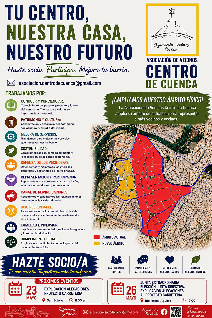 La Asociación de Vecinos Centro de Cuenca se expande a nuevas calles y abre una campaña de socios en pleno debate sobre Carretería