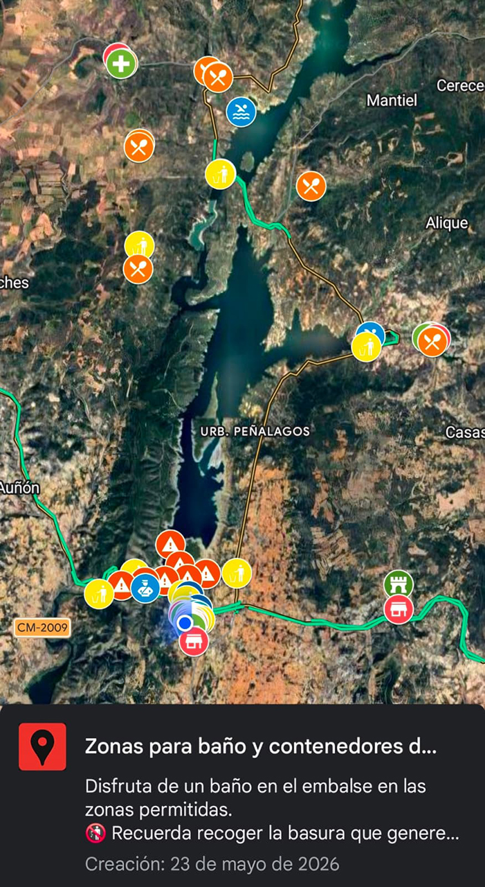 Sacedón lanza un mapa interactivo de Entrepeñas: dónde bañarse seguro y dónde tirar la basura