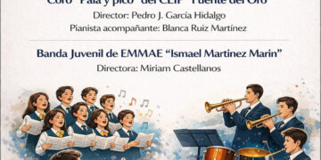 El próximo viernes 22 de mayo, a las 18:00 horas, la parroquia de San Julián acogerá el concierto "Enganchados a la música". Este evento servirá como pistoletazo de salida a las fiestas del barrio de la Fuente del Oro. Sobre el escenario se darán cita sesenta participantes: treinta alumnos de cuarto, quinto y sexto de primaria que conforman el Coro "Pala y Pico" del colegio del barrio, junto a otra treintena de integrantes de la Banda Juvenil de la Escuela Municipal de Música y Artes Escénicas (EMMAE) "Ismael Martínez Marín". La actuación es el resultado de muchos meses de ensayo y coordinación entre ambos centros educativos. El maestro Pedro J. García Hidalgo dirigirá al coro, que contará con el acompañamiento al piano de la profesora Blanca Ruiz Martínez, para interpretar un repertorio que abarca desde canciones populares de E. Toldrá hasta piezas de Josu Elberdín y Mei Nakabayashi. Por su parte, la Banda Juvenil actuará bajo la batuta de Miriam Castellanos con obras de Ferrán, Vangelis y James Horner. El recital culminará con la unión de ambas agrupaciones para interpretar "La maleta invisible", de María José Belenguer, y la pieza que da nombre al evento, "Enganxados a la música", de Teo Aparicio Barberán. A lo largo del último año, desde las páginas de Liberal de Castilla hemos hecho seguimiento de cómo la actividad de la Escuela Municipal de Música ha ido extendiendo sus audiciones y conciertos por diferentes espacios de la capital, más allá de sus instalaciones habituales. Este recital conjunto confirma esa evolución. La iniciativa no solo enriquece la programación festiva de la Fuente del Oro, sino que consolida un modelo cultural que conecta directamente a las agrupaciones municipales con los colegios de los barrios, creando cantera y dinamizando la vida comunitaria en Cuenca.