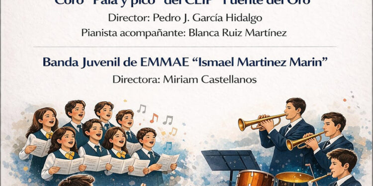 Sesenta jóvenes músicos de Cuenca se unen para inaugurar las fiestas de la Fuente del Oro 1 El próximo viernes 22 de mayo, a las 18:00 horas, la parroquia de San Julián acogerá el concierto "Enganchados a la música". Este evento servirá como pistoletazo de salida a las fiestas del barrio de la Fuente del Oro. Sobre el escenario se darán cita sesenta participantes: treinta alumnos de cuarto, quinto y sexto de primaria que conforman el Coro "Pala y Pico" del colegio del barrio, junto a otra treintena de integrantes de la Banda Juvenil de la Escuela Municipal de Música y Artes Escénicas (EMMAE) "Ismael Martínez Marín". La actuación es el resultado de muchos meses de ensayo y coordinación entre ambos centros educativos. El maestro Pedro J. García Hidalgo dirigirá al coro, que contará con el acompañamiento al piano de la profesora Blanca Ruiz Martínez, para interpretar un repertorio que abarca desde canciones populares de E. Toldrá hasta piezas de Josu Elberdín y Mei Nakabayashi. Por su parte, la Banda Juvenil actuará bajo la batuta de Miriam Castellanos con obras de Ferrán, Vangelis y James Horner. El recital culminará con la unión de ambas agrupaciones para interpretar "La maleta invisible", de María José Belenguer, y la pieza que da nombre al evento, "Enganxados a la música", de Teo Aparicio Barberán. A lo largo del último año, desde las páginas de Liberal de Castilla hemos hecho seguimiento de cómo la actividad de la Escuela Municipal de Música ha ido extendiendo sus audiciones y conciertos por diferentes espacios de la capital, más allá de sus instalaciones habituales. Este recital conjunto confirma esa evolución. La iniciativa no solo enriquece la programación festiva de la Fuente del Oro, sino que consolida un modelo cultural que conecta directamente a las agrupaciones municipales con los colegios de los barrios, creando cantera y dinamizando la vida comunitaria en Cuenca.