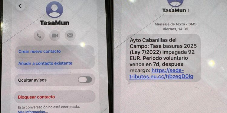 Alerta en Cabanillas del Campo por una estafa de falsos SMS sobre la tasa de basuras 1 Alerta en Cabanillas del Campo por una estafa de falsos SMS sobre la tasa de basuras