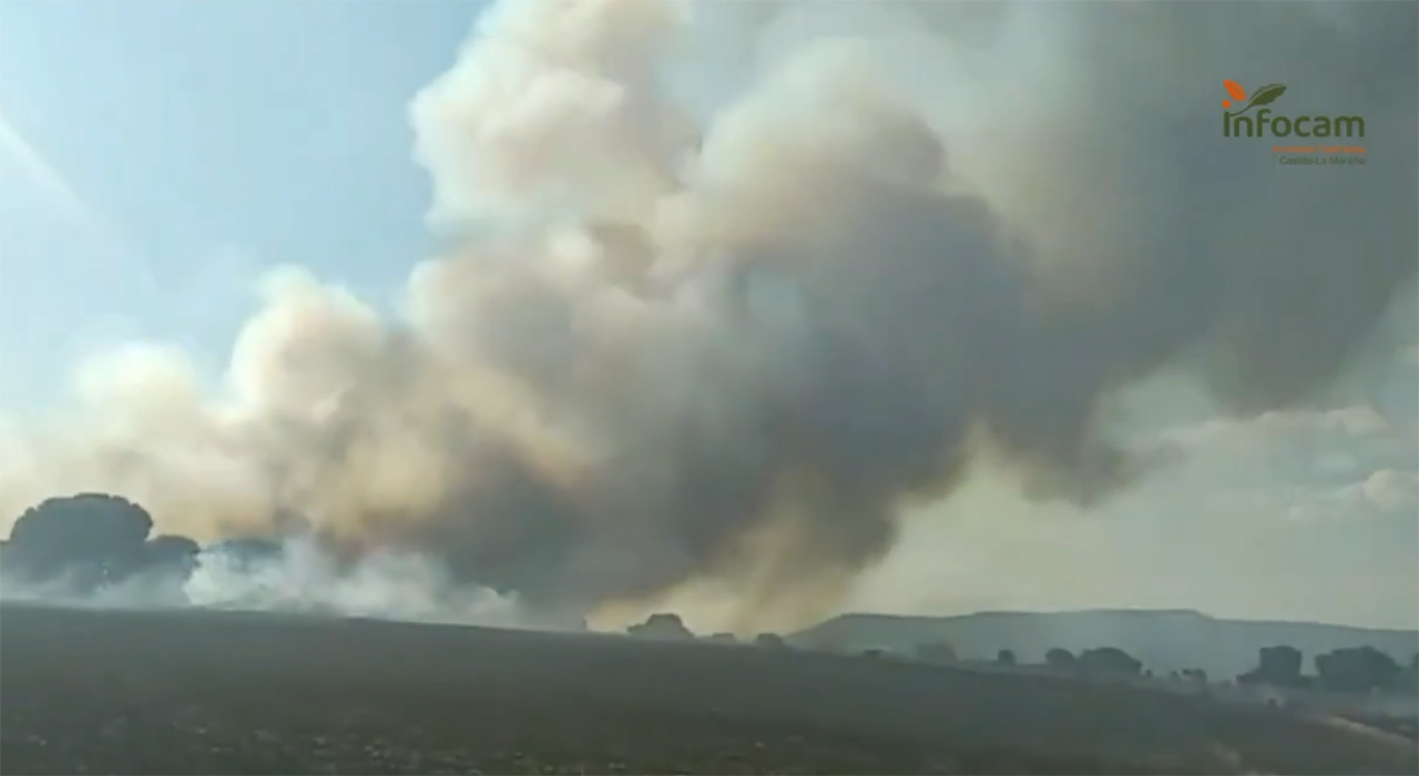 Cuatro incendios forestales simultáneos movilizan a casi cien efectivos en la provincia de Cuenca