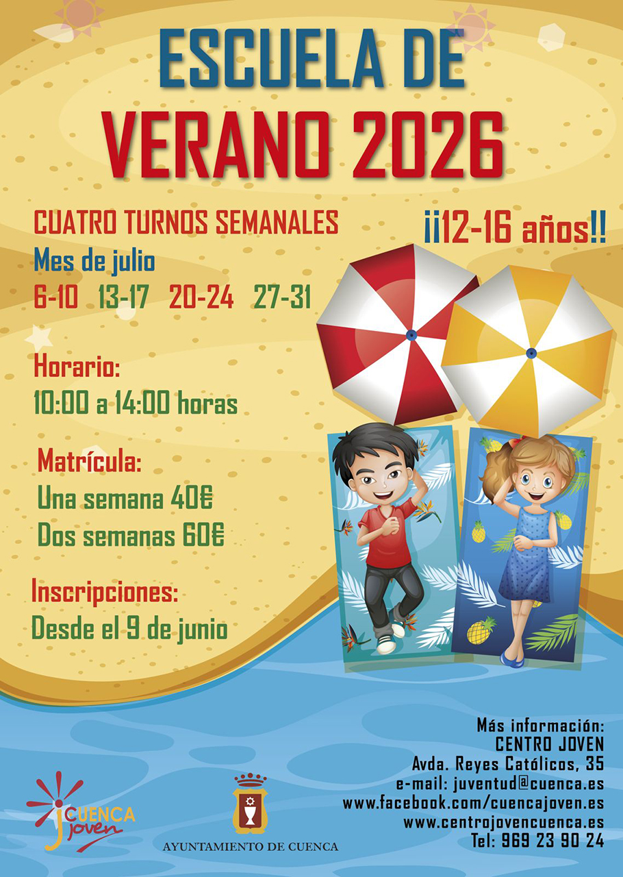 Cuenca abre la inscripción de la Escuela de Verano del Centro Joven para jóvenes de 12 a 16 años 2 Cuenca abre la inscripción de la Escuela de Verano del Centro Joven para jóvenes de 12 a 16 años