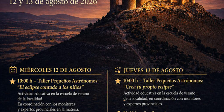 El Ayuntamiento de Jadraque ha organizado el "Festival del Eclipse Solar" para los días 12 y 13 de agosto, coincidiendo con el esperado fenómeno astronómico de este año. El municipio ha habilitado el paseo de ronda y los aparcamientos del Castillo del Cid como puntos principales de observación. La iniciativa busca aprovechar la ubicación privilegiada de la localidad en la provincia de Guadalajara para ofrecer una programación que combina ciencia, turismo y cultura. Las actividades comenzarán el miércoles 12 de agosto con el taller educativo "El eclipse contado a los niños". Durante esa tarde, los asistentes podrán observar el eclipse solar desde el entorno de la fortaleza histórica. Como cierre de esa primera jornada, el interior del castillo acogerá la Gran Verbena Solar, un espectáculo musical al aire libre. Al día siguiente, el jueves 13 de agosto, el programa continuará con un nuevo taller infantil y una conferencia divulgativa sobre eclipses impartida por especialistas. Esa misma noche, aprovechando uno de los momentos de mayor actividad de meteoros del año, se realizará una observación de las Perseidas guiada por un experto Starlight. De forma complementaria, la Fundación Perlado Verdugo albergará la exposición "Cielos de Guadalajara" entre el 7 y el 16 de agosto. La Concejalía de Turismo también ha puesto en marcha el concurso de fotografía astronómica "Miradas al Eclipse Solar", abierto a todos los asistentes. La apuesta de Jadraque por este evento astronómico consolida la tendencia que hemos documentado en Liberal de Castilla durante el último año respecto al auge del astroturismo en la provincia. Informaciones previas ya señalaban los esfuerzos de distintos municipios de Guadalajara por certificar la calidad de sus cielos y promover rutas guiadas por expertos Starlight para atraer un turismo más especializado. La elección del Castillo del Cid como escenario para este festival demuestra una evolución en la estrategia local: ya no solo se trata de conservar el patrimonio histórico, sino de integrarlo activamente con la divulgación científica. De este modo, el eclipse de 2026 actúa como catalizador de un proyecto turístico más amplio que posiciona a la comarca como un referente en la observación del firmamento.