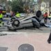 Dos heridos tras el vuelco de un coche en la calle San Ignacio de Loyola de Cuenca