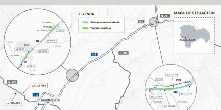 Transportes invertirá 8 millones para instalar pantallas acústicas en la A-2 a su paso por Guadalajara