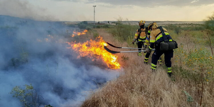 Controlado el fuego en Torrejón 1 Un aviso por humo moviliza a 37 efectivos y medios aéreos en Torrejón del Rey