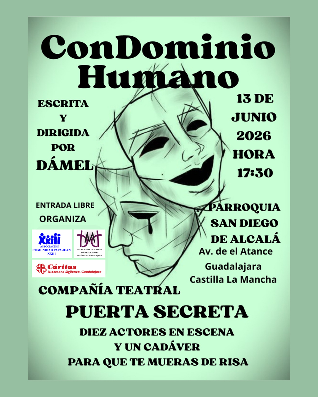 Voluntarios de Cáritas Diocesana Sigüenza-Guadalajara se unen a la representación de la comedia “ConDominio Humano” el sábado 13 de junio