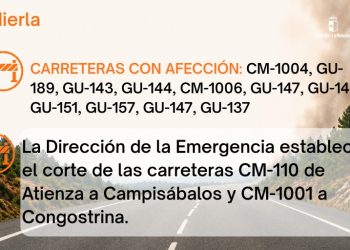 Cortan al tráfico las carreteras CM-110 y CM-1001 por el avance del incendio de La Mierla en Guadalajara