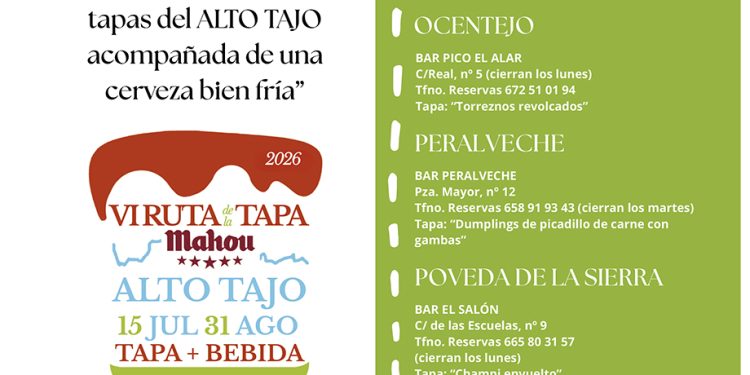 Gastronomía y naturaleza vuelven a unirse en la «VI Ruta de la Tapa del Alto Tajo» Gastronomía y naturaleza vuelven a unirse en la «VI Ruta de la Tapa del Alto Tajo»