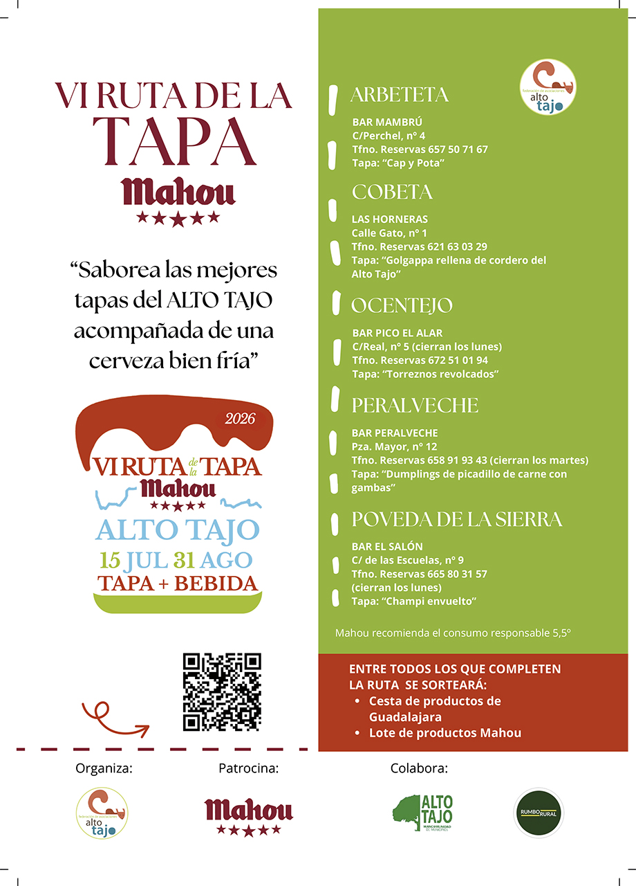 Gastronomía y naturaleza vuelven a unirse en la "VI Ruta de la Tapa del Alto Tajo" 1 Gastronomía y naturaleza vuelven a unirse en la "VI Ruta de la Tapa del Alto Tajo"