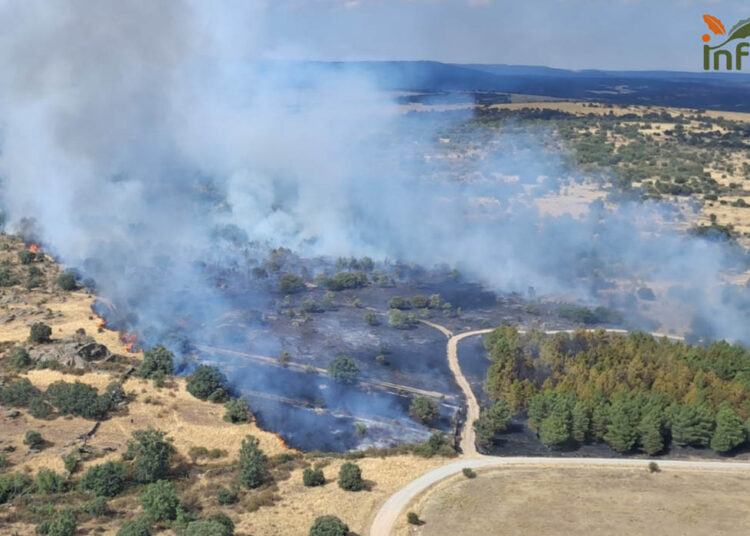 El incendio de Riofrío del Llano baja a Nivel 0 mientras 59 efectivos continúan trabajando en su extinción