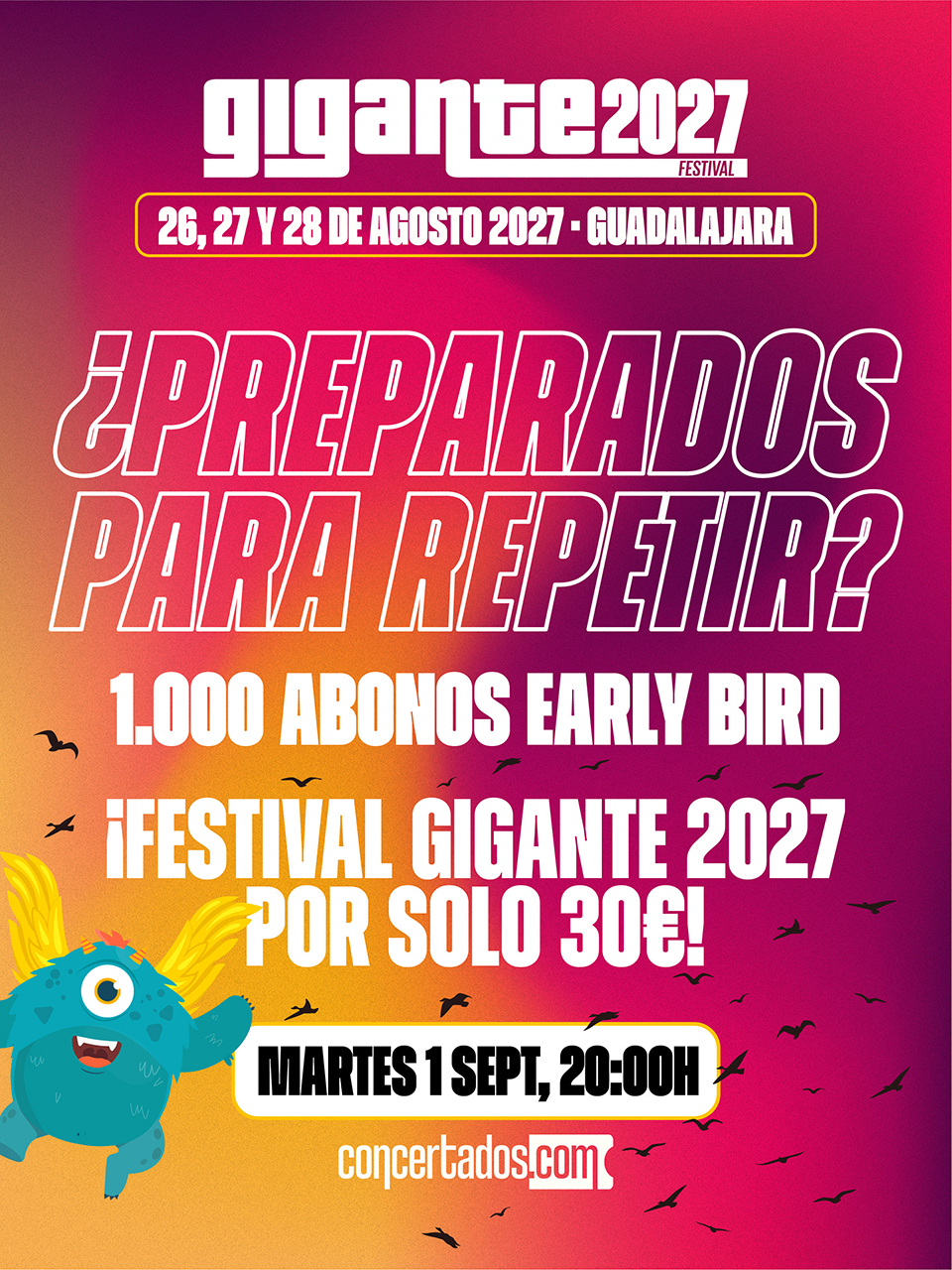 El Festival Gigante 2027 pone a la venta en Guadalajara sus primeros mil abonos a 30 euros El Festival Gigante 2027 pone a la venta en Guadalajara sus primeros mil abonos a 30 euros