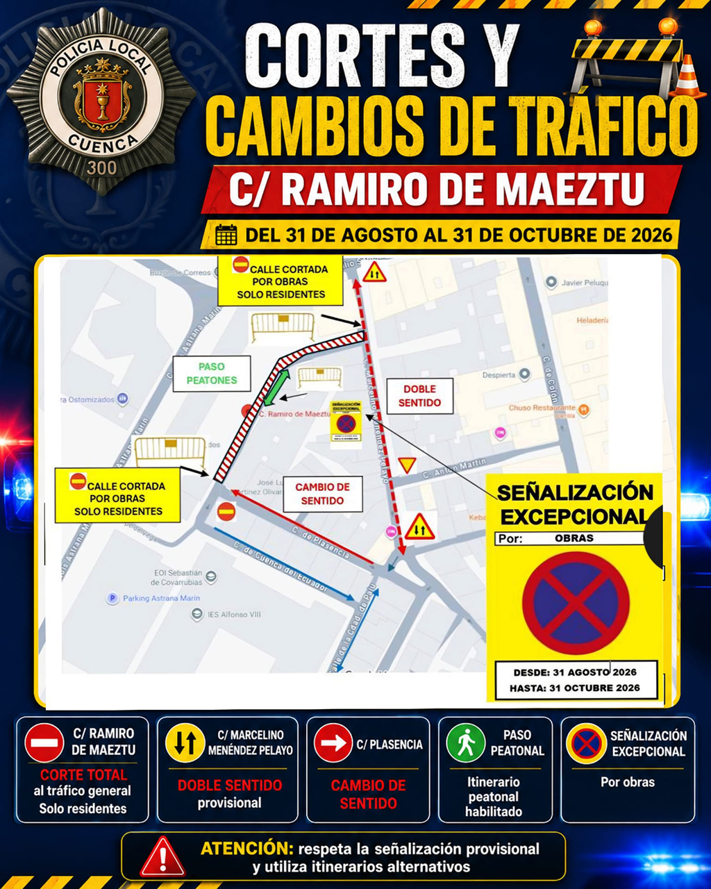 El avance las obras del muro de Ramiro de Maeztu implica una reorganización provisional del tráfico en el barrio de Los Moralejos El avance las obras del muro de Ramiro de Maeztu implica una reorganización provisional del tráfico en el barrio de Los Moralejos