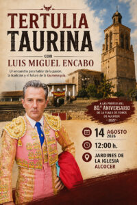 Luis Miguel Encabo protagonizará una tertulia taurina en Alcocer para poner en valor la tradición y el futuro de la tauromaquia