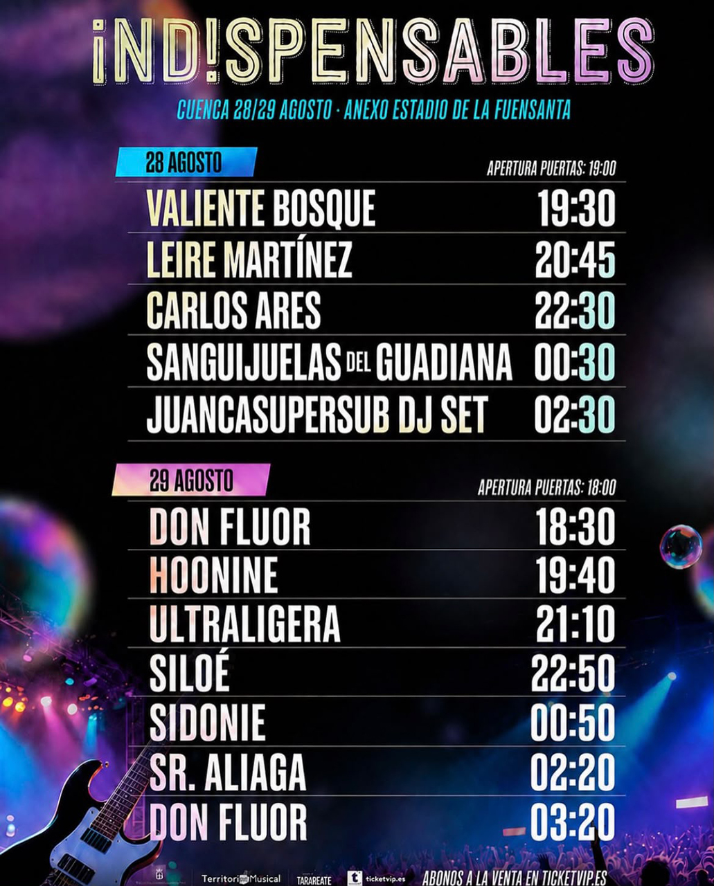 Sidonie sustituye a Ojete Calor en el Festival Indispensables de Cuenca tras la baja de Carlos Areces Sidonie sustituye a Ojete Calor en el Festival Indispensables de Cuenca tras la baja de Carlos Areces