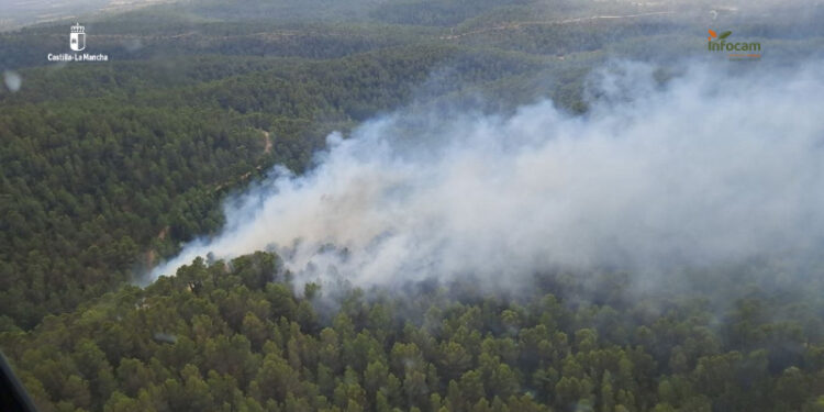 Extinguido de madrugada el incendio forestal detectado ayer en Mira