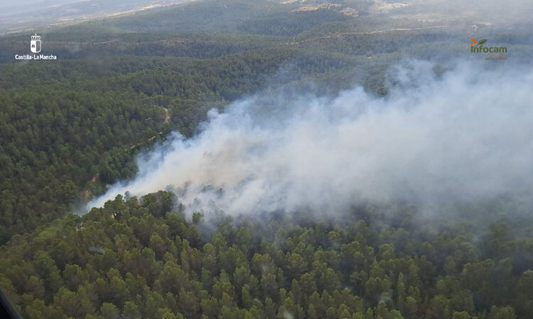Extinguido de madrugada el incendio forestal detectado ayer en Mira
