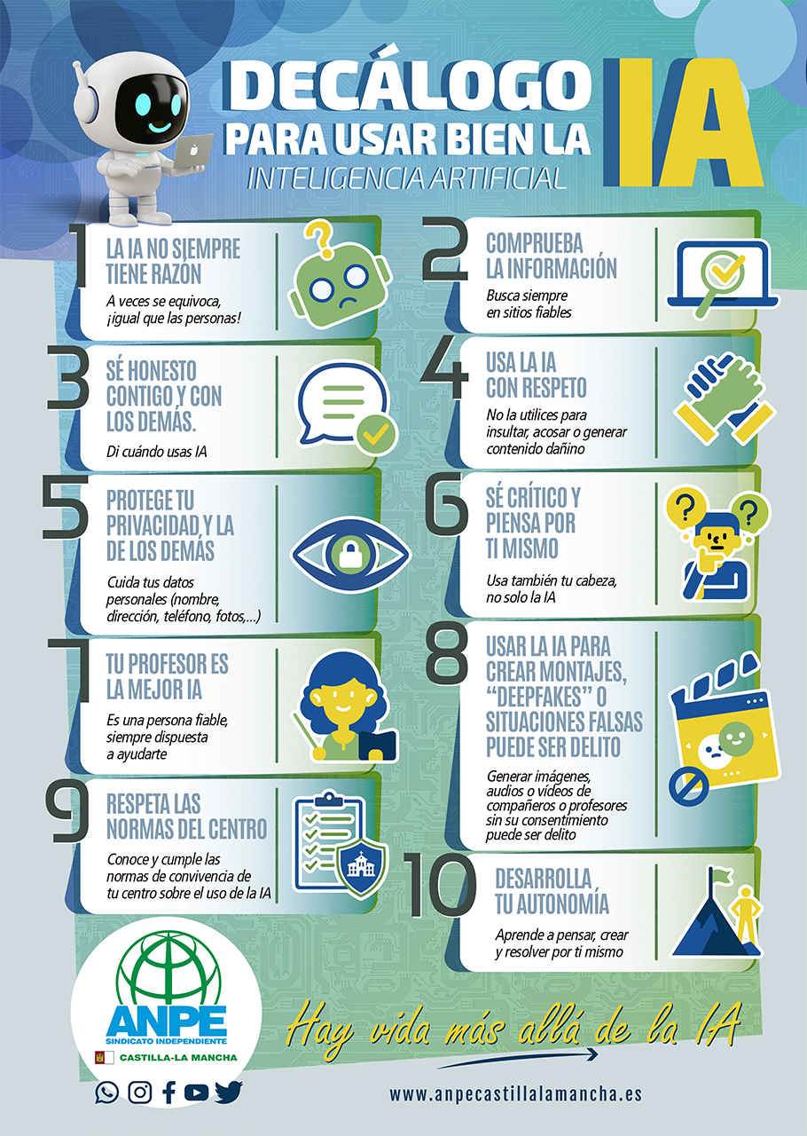 ANPE lanza un decálogo regional en las aulas ante el uso masivo de inteligencia artificial ANPE lanza un decálogo regional en las aulas ante el uso masivo de inteligencia artificial
