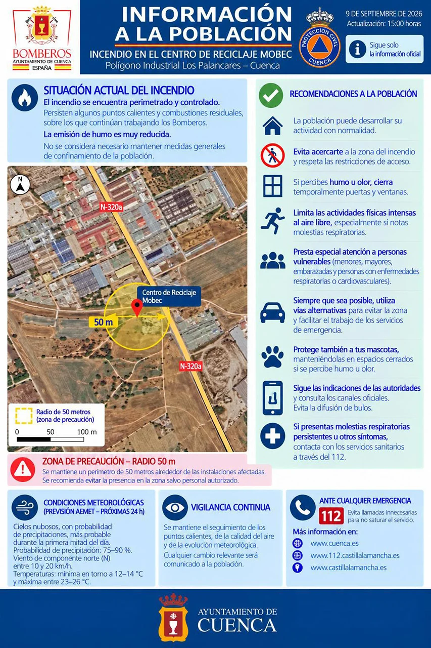 Cuenca reduce a cincuenta metros el perímetro del incendio en Mobec tras apagarse las fumarolas Cuenca reduce a cincuenta metros el perímetro del incendio en Mobec tras apagarse las fumarolas