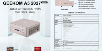 GEEKOM presenta el A5 2027 Edition con procesador Ryzen 7 y soporte para cuatro pantallas