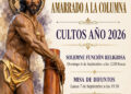 La I. V. H. de Ntro. Padre Jesús Amarrado a la Columna celebra sus Cultos los días 6 y 7 de septiembre