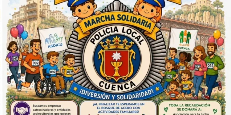 La Policía Local de Cuenca une la Plaza Mayor y el Bosque de Acero en una marcha benéfica por ALCER y ASDICU