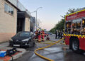 Los Bomberos de Cuenca sofocan un incendio en un taller mecánico del Polígono Cuberg