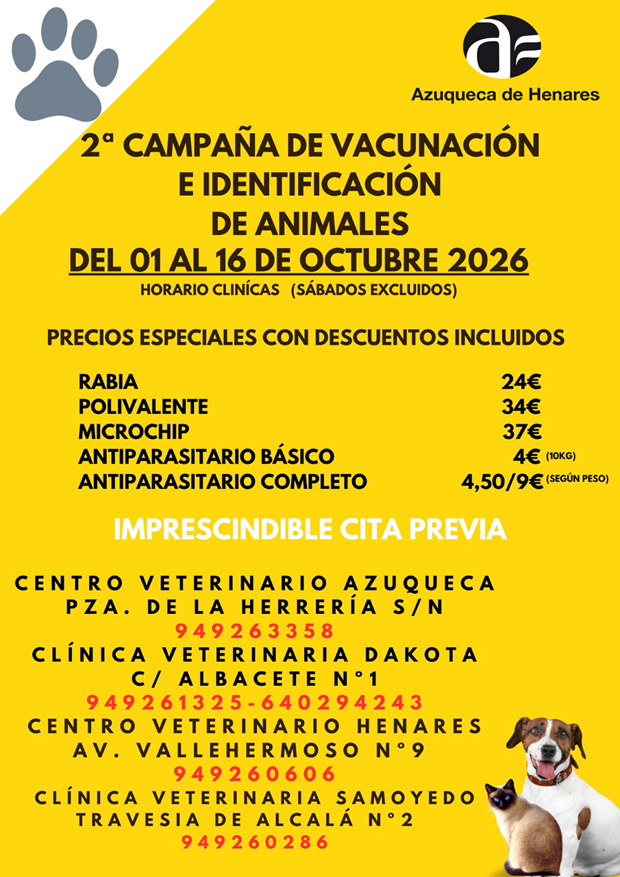 Segunda campaña de vacunación e identificación de animales en Azuqueca Segunda campaña de vacunación e identificación de animales en Azuqueca