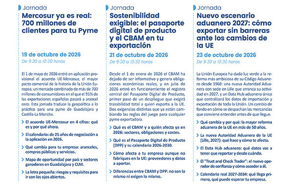 CEOE-Cepyme Guadalajara organiza tres jornadas virtuales para impulsar la exportación de las empresas de la provincia CEOE-Cepyme Guadalajara organiza tres jornadas virtuales para impulsar la exportación de las empresas de la provincia