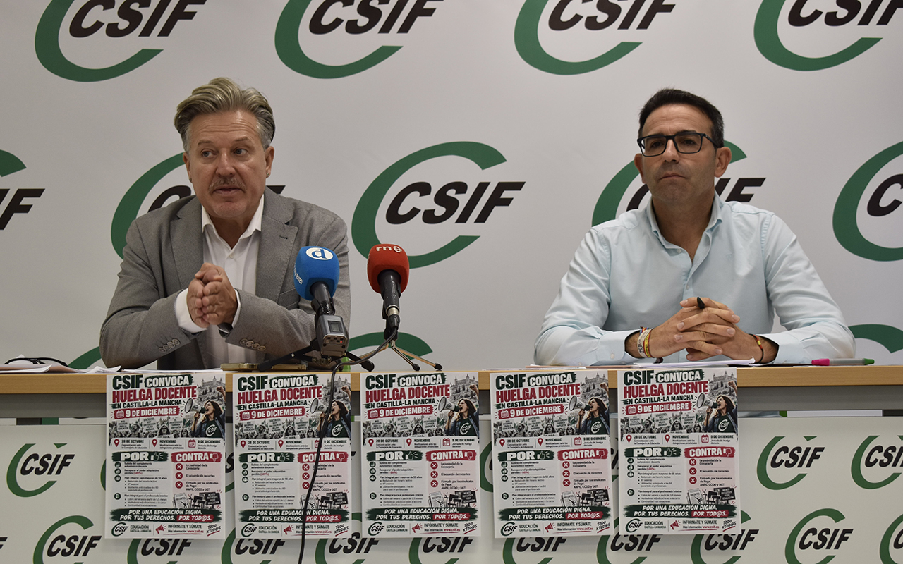 CSIF llama a la huelga educativa en Castilla-La Mancha el próximo 9 de diciembre ante la falta de avances en las condiciones del profesorado CSIF llama a la huelga educativa en Castilla-La Mancha el próximo 9 de diciembre ante la falta de avances en las condiciones del profesorado