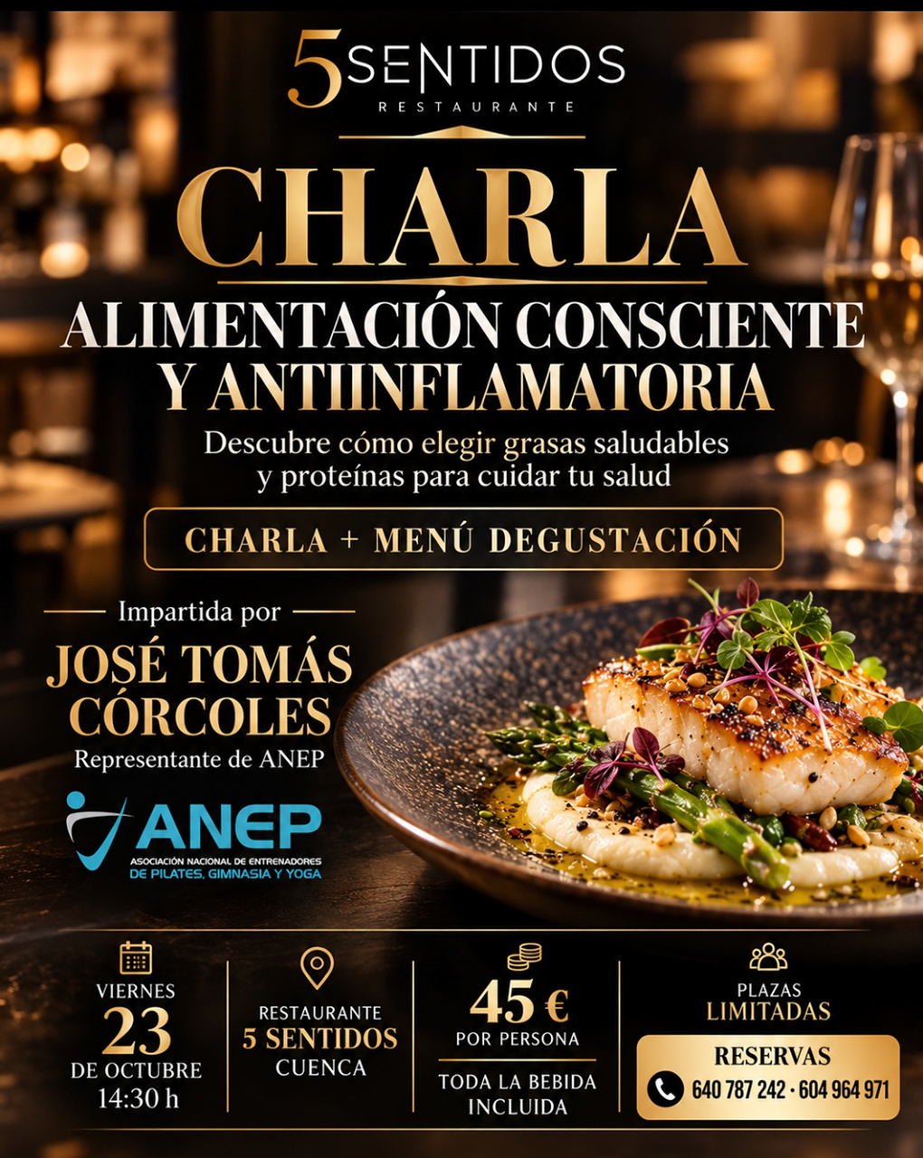 El restaurante 5 Sentidos de Cuenca acoge una jornada sobre nutrición antiinflamatoria con menú degustación y plazas limitadas 1 El restaurante 5 Sentidos de Cuenca acoge una jornada sobre nutrición antiinflamatoria con menú degustación y plazas limitadas