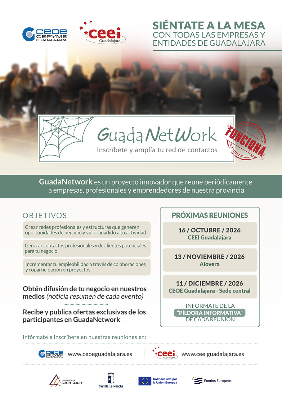 GuadaNetWork abre nuevas citas de negocio para empresas y autónomos en Guadalajara y Alovera GuadaNetWork abre nuevas citas de negocio para empresas y autónomos en Guadalajara y Alovera
