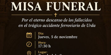 La Catedral acogerá el 5 de noviembre a las 17:30 horas un funeral por los fallecidos en el accidente de tren en Urda