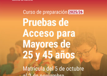La UCLM abre el 5 de octubre el plazo de matrícula en el curso preparatorio para el acceso a la universidad a mayores de 25 y 45 años