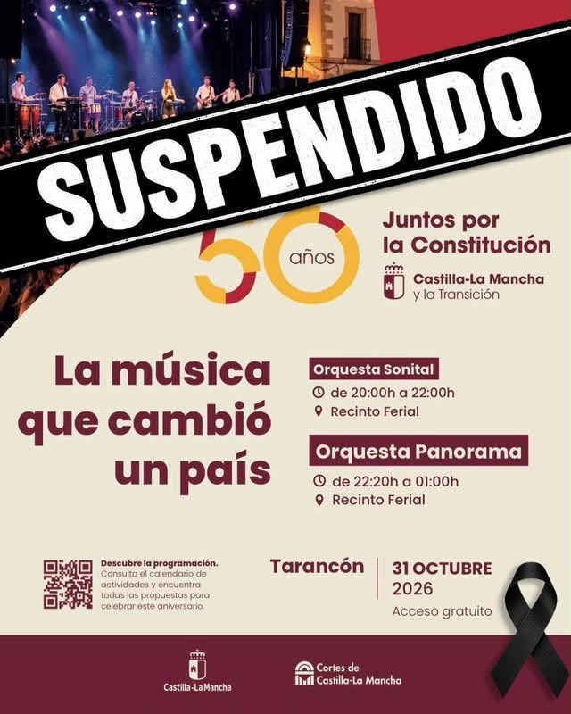 Suspendido el concierto de la Orquesta Panorama en Tarancón previsto para este sábado 31 de octubre Suspendido el concierto de la Orquesta Panorama en Tarancón previsto para este sábado 31 de octubre